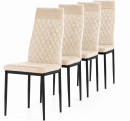 Krzesło tapicerowane zestaw 4x VALVA CARO VELVET BEIGE