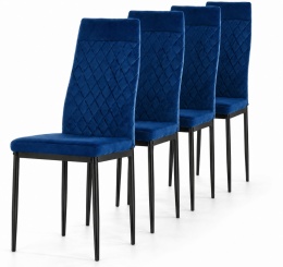 Krzesło tapicerowane zestaw 4x VALVA CARO VELVET BLUE