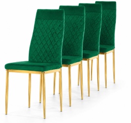 Krzesło tapicerowane zestaw 4x VALVA CARO VELVET GREEN GOLD