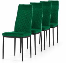 Krzesło tapicerowane zestaw 4x VALVA CARO VELVET GREEN
