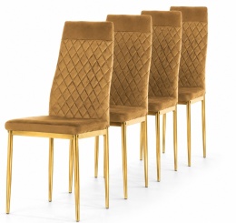 Krzesło tapicerowane zestaw 4x VALVA CARO VELVET TRUFLE GOLD