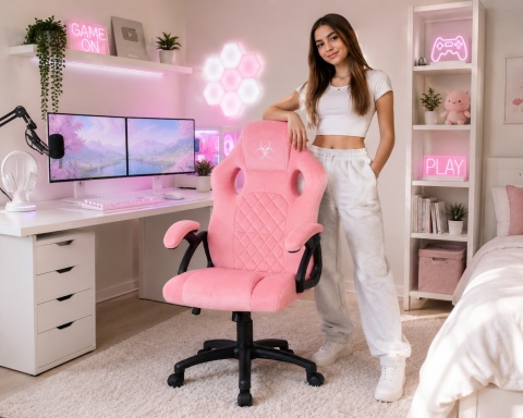 Fotel obrotowy do biurka CARRERA M ALCANTARA CARO PINK