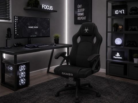 Fotel obrotowy do biurka CARRERA M BLACK FABRIC
