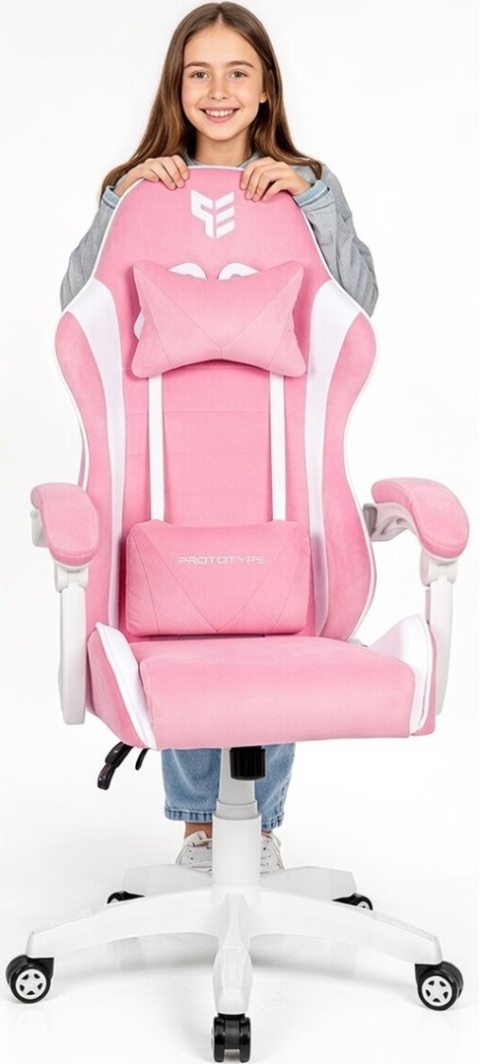 Fotel obrotowy gamingowy ENZO XL PINK + WHITE ALCANTARA ICE OUTLET