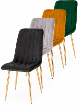 Krzesła tapicerowane AURORA VELVET GOLD zestaw 4 sztuk kolory do wyboru
