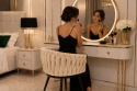 Krzesło plecione Lugano fotel TRECCIA BEIGE VELVET SMOKE