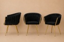 Krzesło plecione Lugano fotel TRECCIA BLACK VELVET GOLD