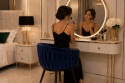 Krzesło plecione Lugano fotel TRECCIA BLUE VELVET SMOKE