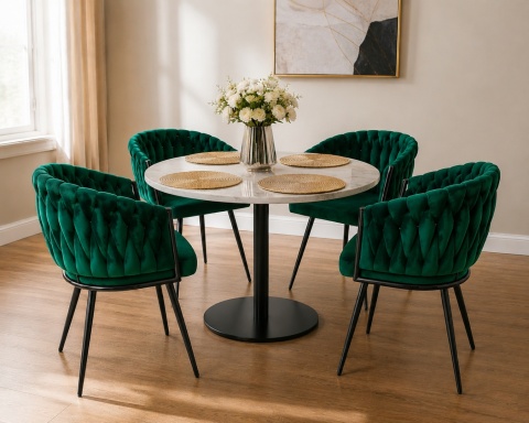 Krzesło plecione Lugano fotel TRECCIA GREEN VELVET SMOKE