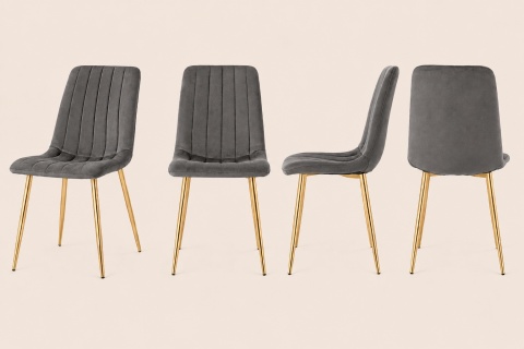 Krzesło tapicerowane AURORA VELVET DARK GREY GOLD