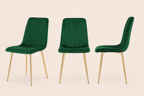 Krzesło tapicerowane AURORA VELVET GREEN GOLD