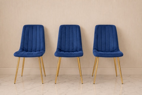 Krzesło tapicerowane AURORA VELVET NAVY BLUE GOLD