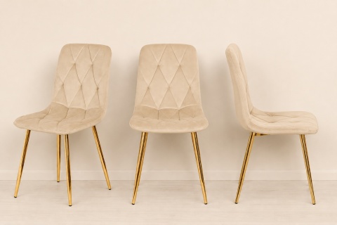 Krzesło tapicerowane BORGO VELVET BEIGE GOLD