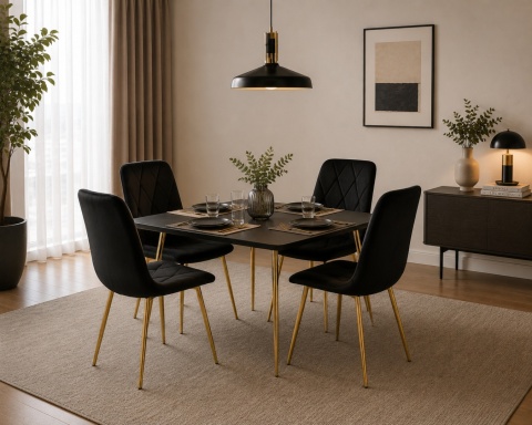 Krzesło tapicerowane BORGO VELVET BLACK GOLD