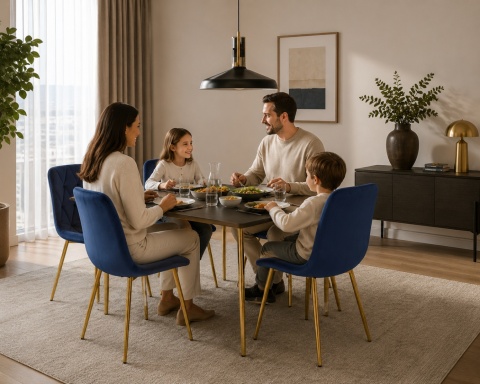 Krzesło tapicerowane BORGO VELVET BLUE GOLD