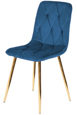 Krzesło tapicerowane BORGO VELVET BLUE GOLD