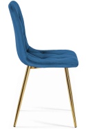 Krzesło tapicerowane BORGO VELVET BLUE GOLD