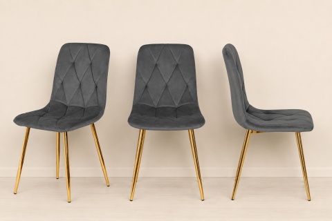 Krzesło tapicerowane BORGO VELVET DARK GREY GOLD