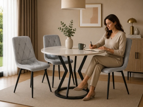 Krzesło tapicerowane BORGO VELVET LIGHT GREY PRO SMOKE