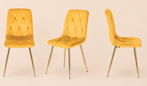 Krzesło tapicerowane BORGO VELVET MUSTARD GOLD