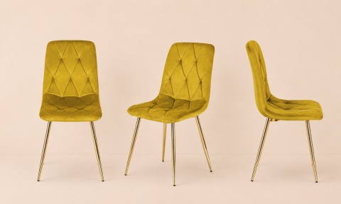 Krzesło tapicerowane BORGO VELVET OLIVE GOLD