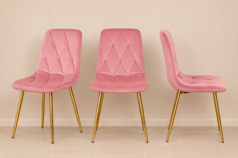 Krzesło tapicerowane BORGO VELVET PINK GOLD