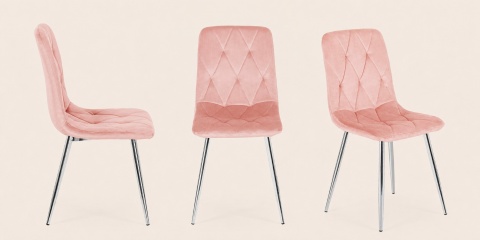 Krzesło tapicerowane BORGO VELVET PINK SILVER
