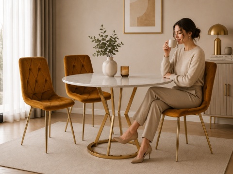 Krzesło tapicerowane BORGO VELVET TRUFLE GOLD