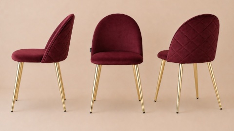 Krzesło tapicerowane GLORIA BURGUNDY VELVET GOLD