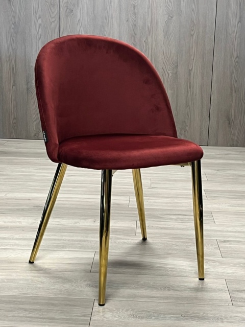 Krzesło tapicerowane GLORIA BURGUNDY VELVET GOLD