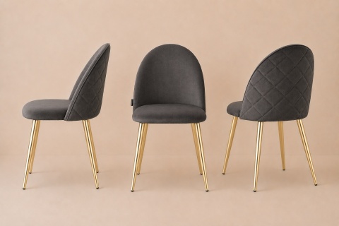 Krzesło tapicerowane GLORIA DARK GREY VELVET GOLD