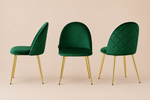 Krzesło tapicerowane GLORIA GREEN VELVET GOLD