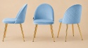 Krzesło tapicerowane GLORIA LIGHT BLUE VELVET GOLD