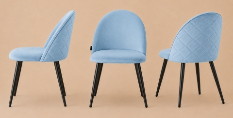 Krzesło tapicerowane GLORIA LIGHT BLUE VELVET