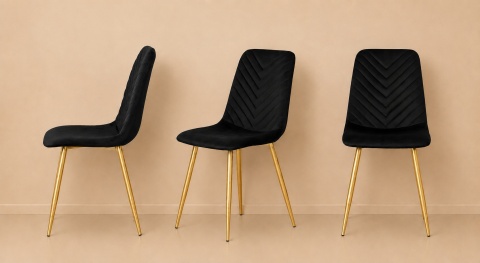Krzesło tapicerowane TRIO VELVET BLACK GOLD