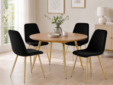 Krzesło tapicerowane TRIO VELVET BLACK GOLD