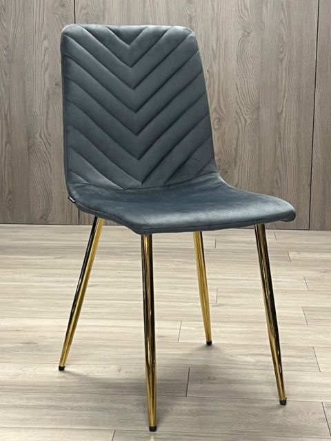 Krzesło tapicerowane TRIO VELVET DARK GREY GOLD