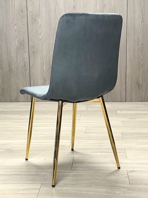 Krzesło tapicerowane TRIO VELVET DARK GREY GOLD