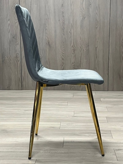 Krzesło tapicerowane TRIO VELVET DARK GREY GOLD