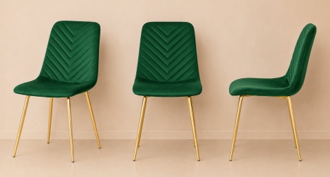 Krzesło tapicerowane TRIO VELVET GREEN GOLD