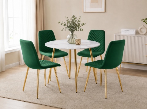 Krzesło tapicerowane TRIO VELVET GREEN GOLD