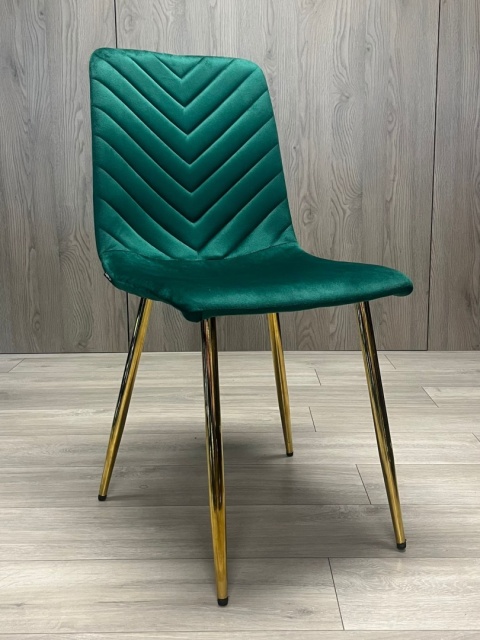 Krzesło tapicerowane TRIO VELVET GREEN GOLD