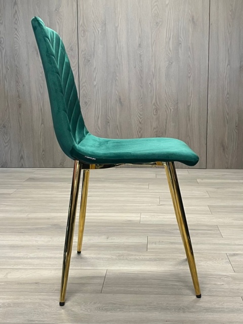 Krzesło tapicerowane TRIO VELVET GREEN GOLD