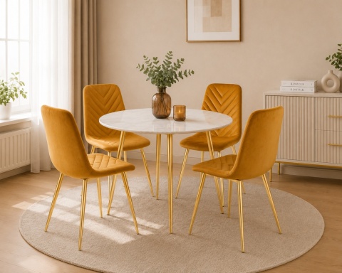 Krzesło tapicerowane TRIO VELVET HONEY GOLD
