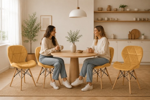 Krzesło tapicerowane VASTO WOOD BEIGE VELVET