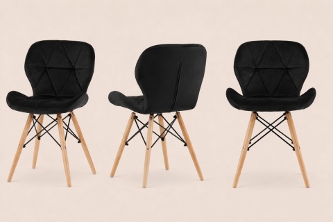 Krzesło tapicerowane VASTO WOOD BLACK VELVET