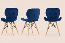 Krzesło tapicerowane VASTO WOOD BLUE VELVET