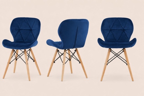 Krzesło tapicerowane VASTO WOOD BLUE VELVET