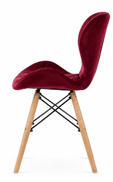 Krzesło tapicerowane VASTO WOOD BURGUNDY VELVET