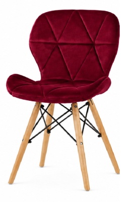 Krzesło tapicerowane VASTO WOOD BURGUNDY VELVET